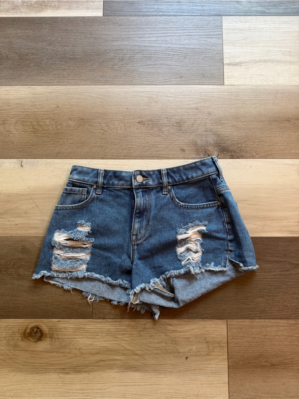PacSun Distressed Dark Blue Denim Jean Shorts